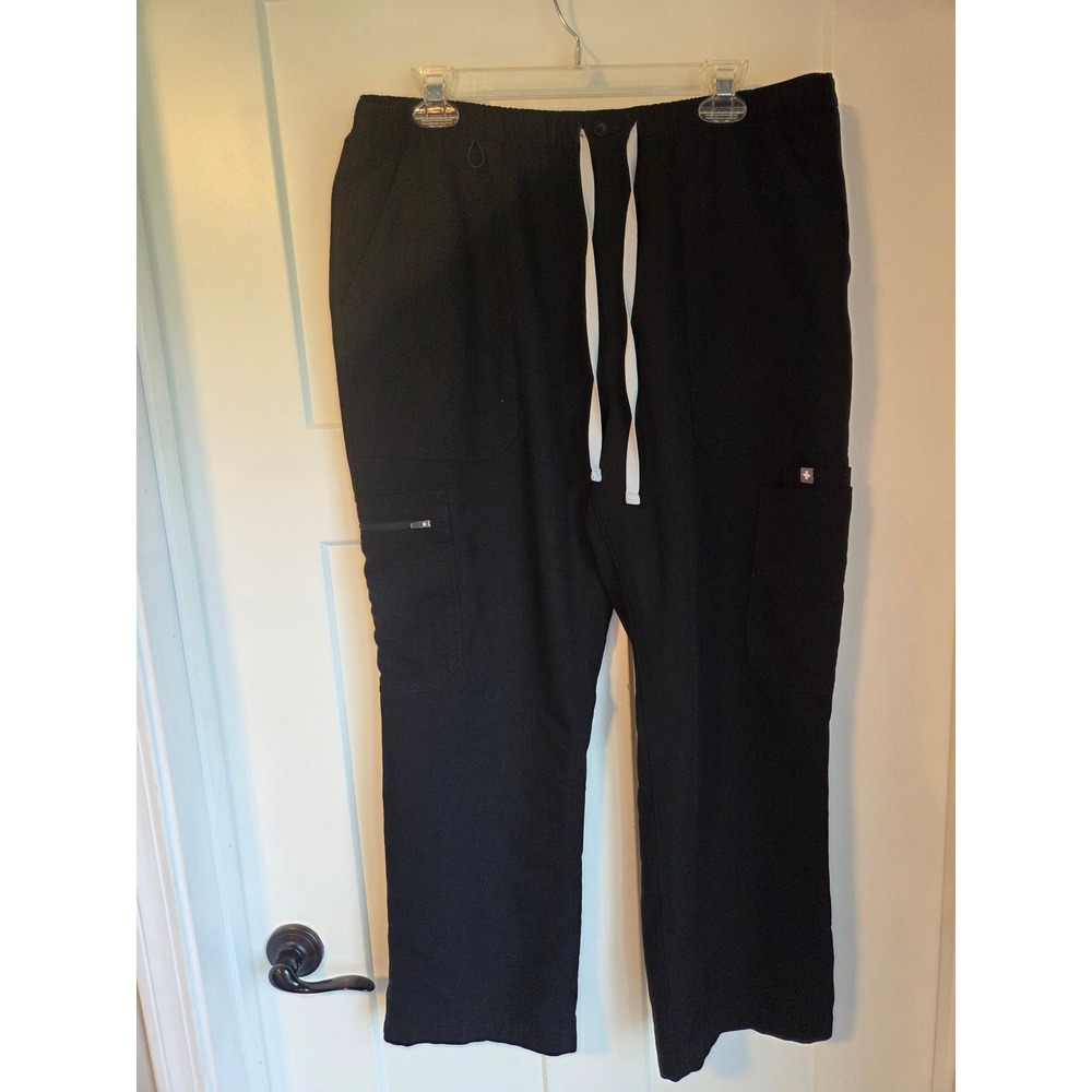 Figs Technical Collection Black Cargo Scrub Pants‎ Womens XL Short Drawstring